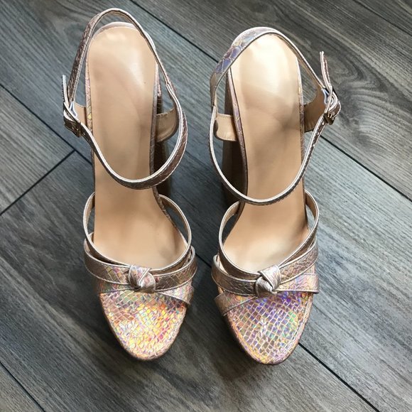 Mettesally Women's Prism Shiny Open Toe Sandals Chunky Block Platform Heels 8.5 - Picture 8 of 9